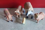 Lot Of 5 Cheaps Miniature Small Hard Plastic Farm Animals Toys.