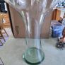 LARGE Vintage Blue/Green Vase With Deep Ruffled Flared Neck Image 4