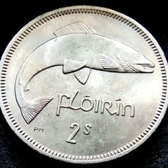 [#125..] - Ireland 1966 | Irish 2s | Irish Florin | Salmon | UNC