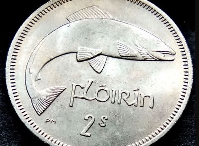 [#125..] - Ireland 1966 | Irish 2s | Irish Florin | Salmon | UNC