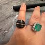 925 Sterling Silver Modern Black & Silver Statement Ring Image 5