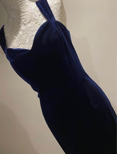 Midnight blue velvet dress