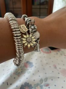 Silver-Tone Charm & Spiral Bracelets Set