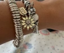Silver-Tone Charm & Spiral Bracelets Set