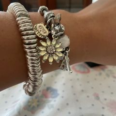 Silver-Tone Charm & Spiral Bracelets Set