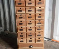 Vintage Apothecary Cabinet Rustic Industrial Narrow Tallboy Tall Chest Drawers