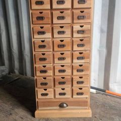 Vintage Apothecary Cabinet Rustic Industrial Narrow Tallboy Tall Chest Drawers