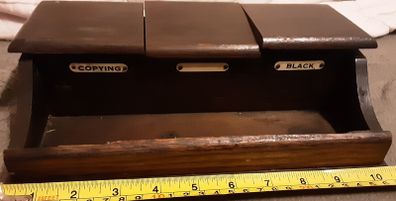 antique wooden inkwell stand, tub 3