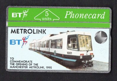 1992 United Kingdom 5 unit British Telecom The Opening of Manchester Metrolink, 1992 (Landis & Gyr) Phone card