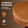 Set of 2 Bar Stools with Microfibre Leather, Bar Stools with Footrest and Without Backrest, Counter Stool, 360 Rotatable, 150 kg Load Capacity, Brown Image 4
