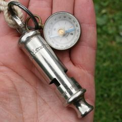 Antique "the Metropolitan" Patent Numbered Whistle Vintage And Compass