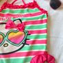 Kids Sanrio Hello Kitty Pink and Green Striped One Piece Swimsuit Image 5