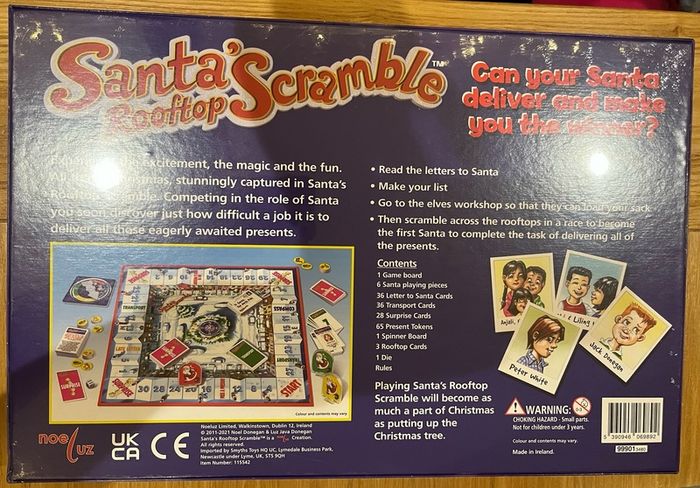 Santa's Rooftop Scramble -Christmas Board Game - Xmas