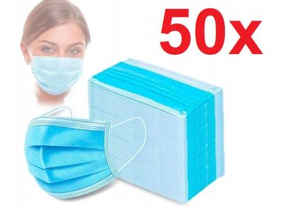 50x (1 box) New Protection 3-Layers Fabric Mouth Cloth Nose Face Mask #857