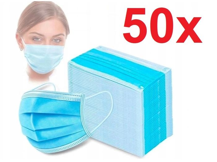 50x (1 box) New Protection 3-Layers Fabric Mouth Cloth Nose Face Mask #857
