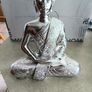 Buddha Statue Sitting in Lotus Position Silver Tone Image 2