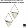 Trigg Hanging Planter Vase & Geometric Wall Decor Concrete Container - Great For Succulent Plants, Air Plant, Mini Cactus, Faux Plants and More, Set of 2, Small, White/Brass Image 2