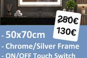LED Bathroom Mirror 50x70cm Antifog Chrome Silver