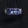 Vintage Fully Hallmarked Birmingham 9ct Gold Blue Gemstone and Diamond Ring Size 49.5 Image 5