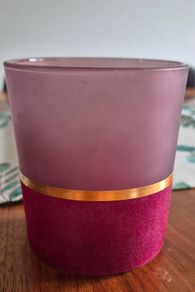 Burgundy glass candle holder