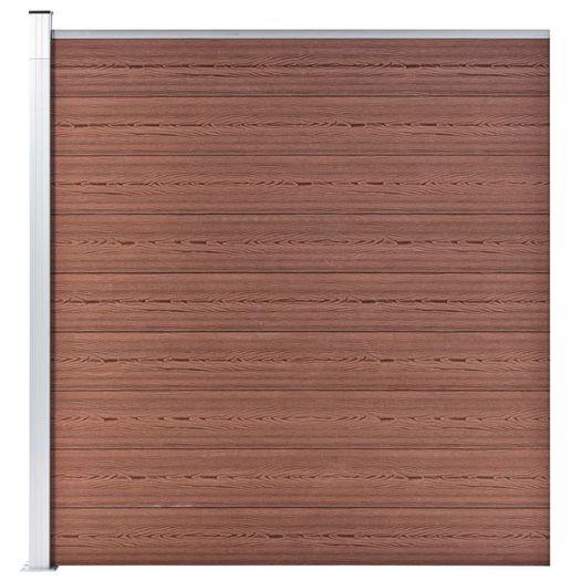 WPC Fence Set 6 Square + 1 Slanted 1138x186 cm Brown