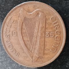 Ireland Eire 1928 & 1935 Penny 1d coins