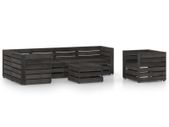 7 Piece Garden Lounge Set Grey Impregnated Pinewood