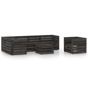 7 Piece Garden Lounge Set Grey Impregnated Pinewood