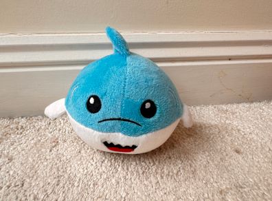 Blue white Shark Soft Plush approx. 10 cm. Used Please see photos