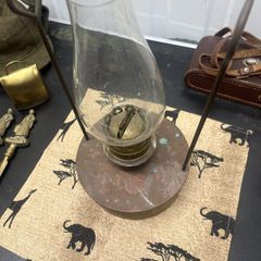 Vintage Copper Duplex Oil Lamp with Anchor Brand Chimney
