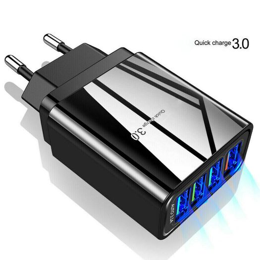 QC 3.0 USB 4 Ports UK Wall Fast Charger 36W (Brand New/Warranty)