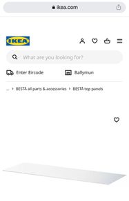 Ikea Besta Safety/tempered Glass Panel Size 120cm X 40cm White