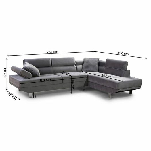 BIG DEAL Black leather 262cm Corner Chaise Sofa