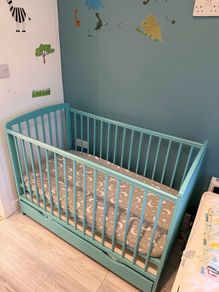 0-3 years kids turquoise cot bed