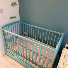0-3 years kids turquoise cot bed