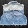 Vintage Cropped Guess Jeans Patch Denim Vest Y2K Biker Logo Size S Image 6