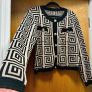 Shein beige and black design cardigan with gold buttons Image 2