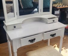 White dressing table with mirror and stool