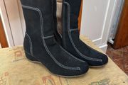 Black Suede Wedge Ankle Boots 37