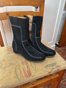 Black Suede Wedge Ankle Boots 37