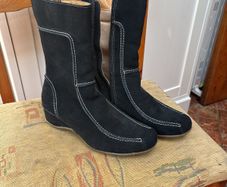 Black Suede Wedge Ankle Boots 37