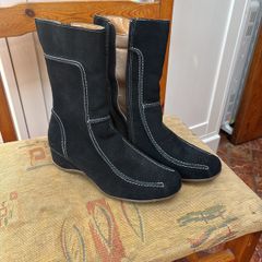 Black Suede Wedge Ankle Boots 37