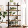 _bookshelf, stable standing shelf with 5 shelf levels, living room shelf in industrial design, easy assembly, living room, bedroom, office, vintage brown-black Image 5
