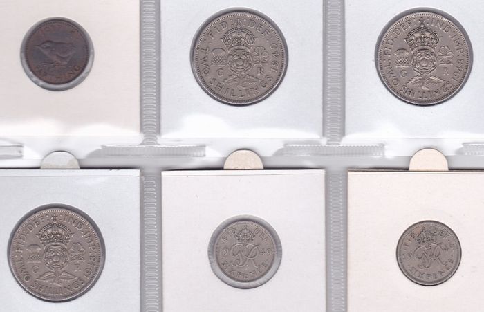 G.B. 6 x George 6th coins - Listed