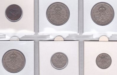 G.B. 6 x George 6th coins - Listed