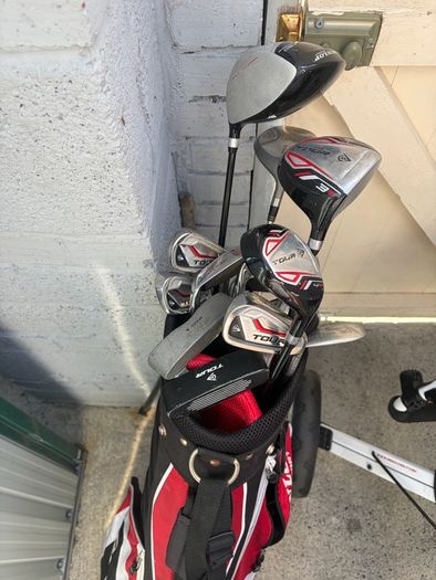 golf clubs and trolley