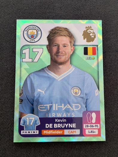 Panini Premier League Stickers 2024 Kevin De Bruyne Manchester City Green Parallel