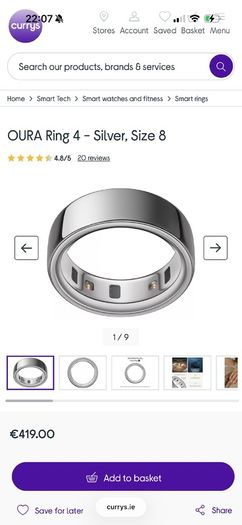 Brand New Oura Ring 4 - Size 8 - Silver - Factory Sealed