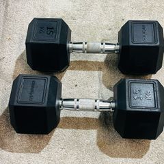 2 X 15 Kg Hex Dumbbells