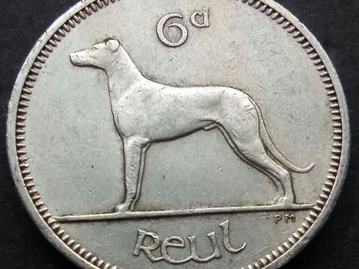 [#491] - Ireland 1959 | Irish 6p | Six Pence | Wolfhound | KM.13a